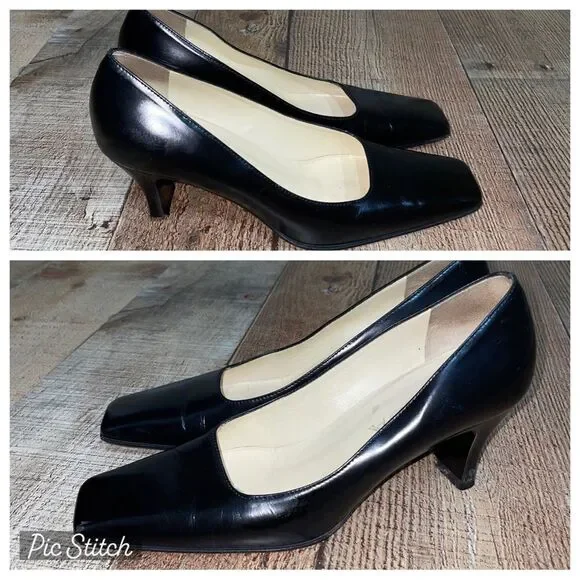 Prada square toe black pumps heels - Picture 4 of 11